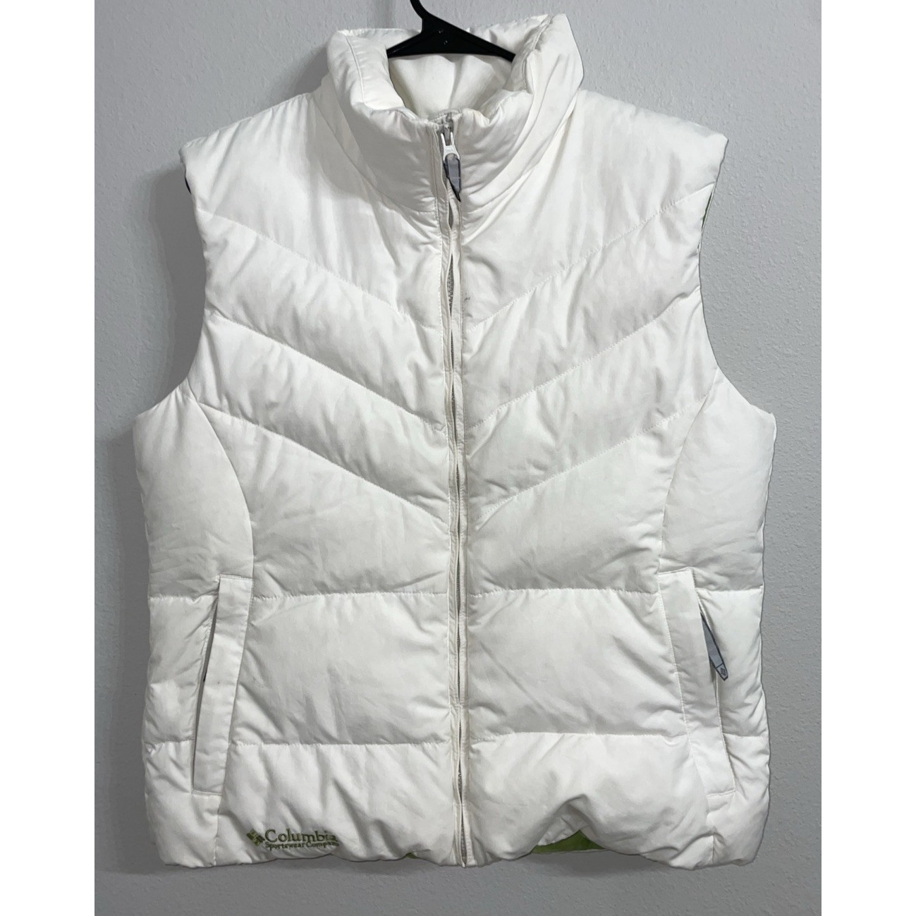 Columbia Womens Sz Xl Puffer Down Zip Vest White